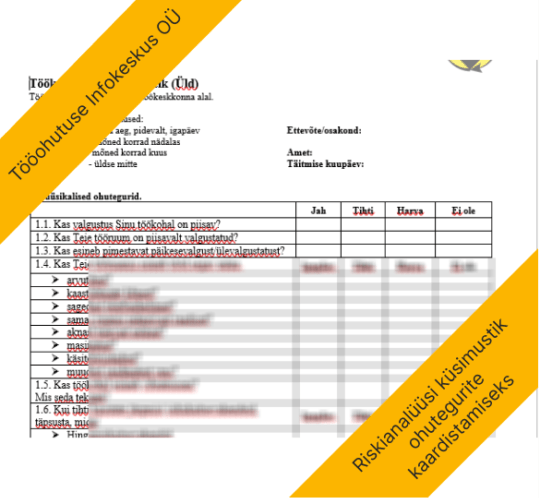 Riskianalüüsi küsimustik ohutegurite kaardistamiseks - blankett